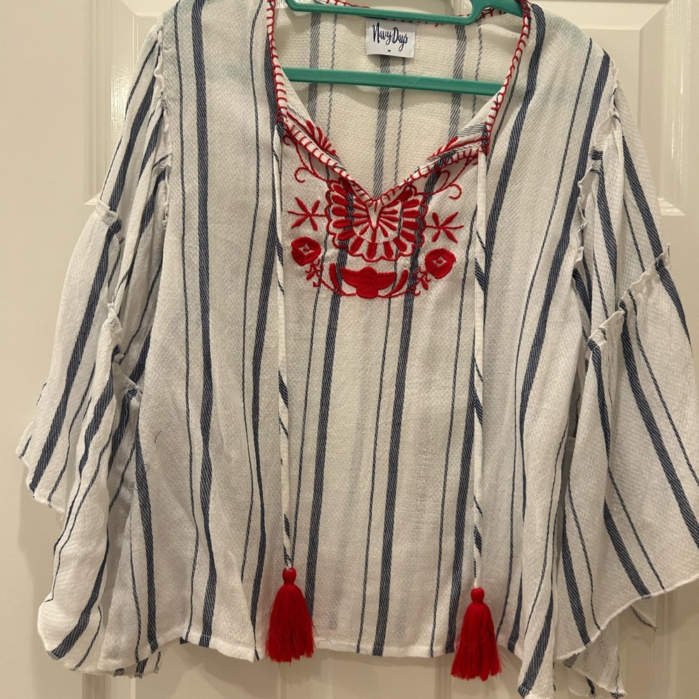 Women's Striped Top - Red and Blue